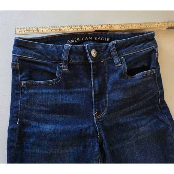 American Eagle Jegging Women's 4 Short Blue Dark Wash Next Level Stretch Hi-Rise - Picture 11 of 16